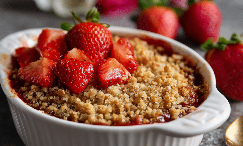 Warm Strawberry Rhubarb Crisp